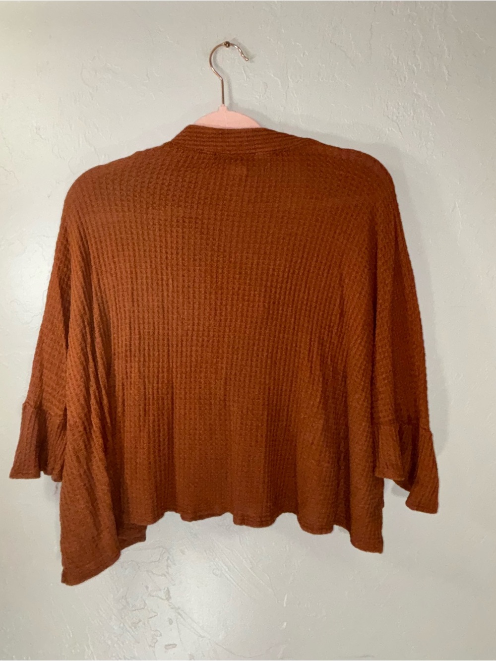 Adelyn Rae Rust Button-Neck Waffle Knit Pullover - Picture 12 of 12